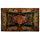 Flower Design Tapestry. Hand-Woven Vintage Eastern European Bessarabian Kilim Rug. 100% Organic Wool and Natural Dyes. 7.5x12 Ft, BKK499.