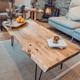 VENA Waney / Live Edge Dark Oak Coffee Table Rustic Solid Wood / Handmade