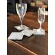 White Crystal Quartz Premium Coasters Square Shape Silver Edge (set of 4) Gift