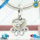 Hearts & Paw Print Pendant Charm, Best Friend, Animal, Pet Lover Dangle Bead > Fits Europa Bracelet > S925 Sterling Silver > Fully Stamped