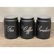 Black Tea Coffee Sugar Canisters Kitchen Storage Container Jars