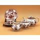 Coalport China rust Indian Tree miniature cabinet tea set. Teapot, creamer, sugar, cup, saucer and side plate trio. - FREE UK POST.