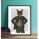 Anthro art - Cat in Tartan Waistcoat cat print anthropomorphic art pop surrealism lowbrow art cat wall art cat in suit scottish cat art