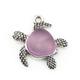 5 Purple Turtle Charms - Silver Tone - Sea Glass Pendant - 20mm x 19mm - J113853