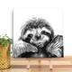 Cute Sloth Canvas Mini by Bex Williams | Lazy Sloth Boxed Canvas Painting | Small Sloth Black and White Canvas Gift