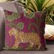 Tiger throw pillows, tiger pillow cover, deep pink tropical Designer pillow cover, accent pillows, Lumbar pillow TIGER UNDER PALMS