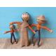 Family of Handmade Silk, Hessian and Wire Asian Malaysian Vintage Souvenir Dolls Nostalgic Collectable Toy from 1970s.