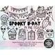 Spooky Birthday lineart / clipart / horror / gothic elements, 14 High resolution 300 DPI PNG files, digital planner art