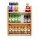 Oak Spice Rack 3 Shelf with Open Top Kitchen Storage for Herbs Spice Jars, Bottles - Freestanding or Wall Mounted - 25.5cm to 57cm Wide