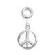 Silver Peace Sign Charm Dangle charms compatible for European Bracelets and Italian Bracelets - Quality tested at Sheffield Assay England