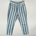 American Eagle Outfitters Jeans | American Eagle Outfitters Striped High Rise Mom Jeans Denim Womens Size 8 Short | Color: Blue/White | Size: 8
