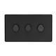 EUROLITE Screwless Flat Plate Matt Black 3 Gang Triple LED Push On Off 2Way Dimmer Light Switch