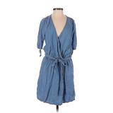 Gap Casual Dress - Mini Plunge 3/4 sleeves: Blue Solid Dresses - Women's Size X-Small