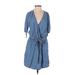 Gap Casual Dress - Mini Plunge 3/4 sleeves: Blue Print Dresses - Women's Size X-Small