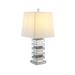 Everly Quinn Eilonwy 30" Mirrored & Faux Diamonds Table Lamp Glass/Manufactured Wood/Fabric in Brown/White | 30 H x 13 W x 13 D in | Wayfair