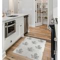 White 0.08 x 36 W in Kitchen Mat - East Urban Home Floral Gray Area Rug | 0.08 H x 36 W in | Wayfair 55789B1C1419464C8B3145AD31E63A77