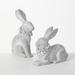 Sullivans Whitewashed Resting Decorative Bunny Sculpture Set of 2, 6.25"H & 8.25"H Gray