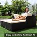 Spacious Outdoor Rattan Daybed with Upholstered Cushions and Pillows - 61" x 52" x 27.5" (L x W x H)