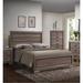 Lyndon Eastern King Bed in Weathered Gray Grain with Slats & Wooden Frame & Wooden Block Leg