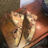 Coach Shoes | Authentic Coach "Alina" Signature Patchwork Wedge Heels- Sz 8 | Color: Brown/Tan | Size: 8