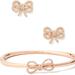 Kate Spade Jewelry | Kate Spade New York Bangle Bracelet With Matching Stud Earrings Bow Meets Girl | Color: Gold | Size: Os