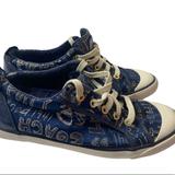Coach Shoes | Coach Barrett Navy/Gold Metallic Poppy Signature Sneakers..Size:9.5 | Color: Blue/Gold | Size: 9.5