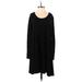 Buttons Casual Dress - Sweater Dress: Black Solid Dresses - Women's Size Small