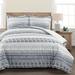 Hygge Geo Reversible Cotton Duvet Navy/White 3Pc Set King - Lush Decor 21T011686