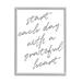 Stupell Industries Start Each Day Grateful Inspirational Phrase Distressed Typography - Textual Art Canvas in Black/White | Wayfair