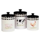 Certified International On The Farm 3Pc Canister Set Ceramic in Black/White | 9.25 H x 7.5 W x 9.25 D in | Wayfair 28821