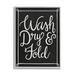 Stupell Industries Wash Dry & Fold Curved Loop Border Black White - Textual Art Canvas in Black/White | 20 H x 16 W x 1.5 D in | Wayfair