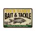 Chico Creek Signs Personalized Bait & Tackle Sign Wall Décor Metal in Brown | 8 H x 12 W x 0.03 D in | Wayfair 208120016001