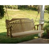 Red Barrel Studio® 2 Person Solid Wood Porch Swing Wood/Solid Wood in Brown/Green | 28 H x 64 W x 28 D in | Wayfair