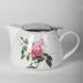 Red Barrel Studio® Rose Pattern Porcelain Teapot w/ Infuser Porcelain China/Ceramic in White | 3.75 H x 7 W x 5 D in | Wayfair