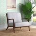 Lounge Chair - Wade Logan® Tanveer 33.5" W Lounge Chair Linen, Wood in Brown/Gray | 32 H x 33.5 W x 26 D in | Wayfair
