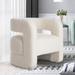 Barrel Chair - Orren Ellis Laranya 73.66Cm Wide Barrel Chair Polyester/Fabric in White/Brown | 27.5 H x 29 W x 27.5 D in | Wayfair