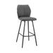 26 Inch Metal Frame Leatherette Counter Stool, Black and Gray