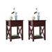 Set of 2 Wooden Nightstand X-Shaped Sofa Side Table with Drawer