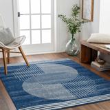 Gent 6'7" Square Modern Updated Traditional Farmhouse Silver/Harbor Blue White/Thatch Blue/Slate/Steel/Dark Blue/Cream/Denim/Light Slate/Navy Area Rug - Hauteloom