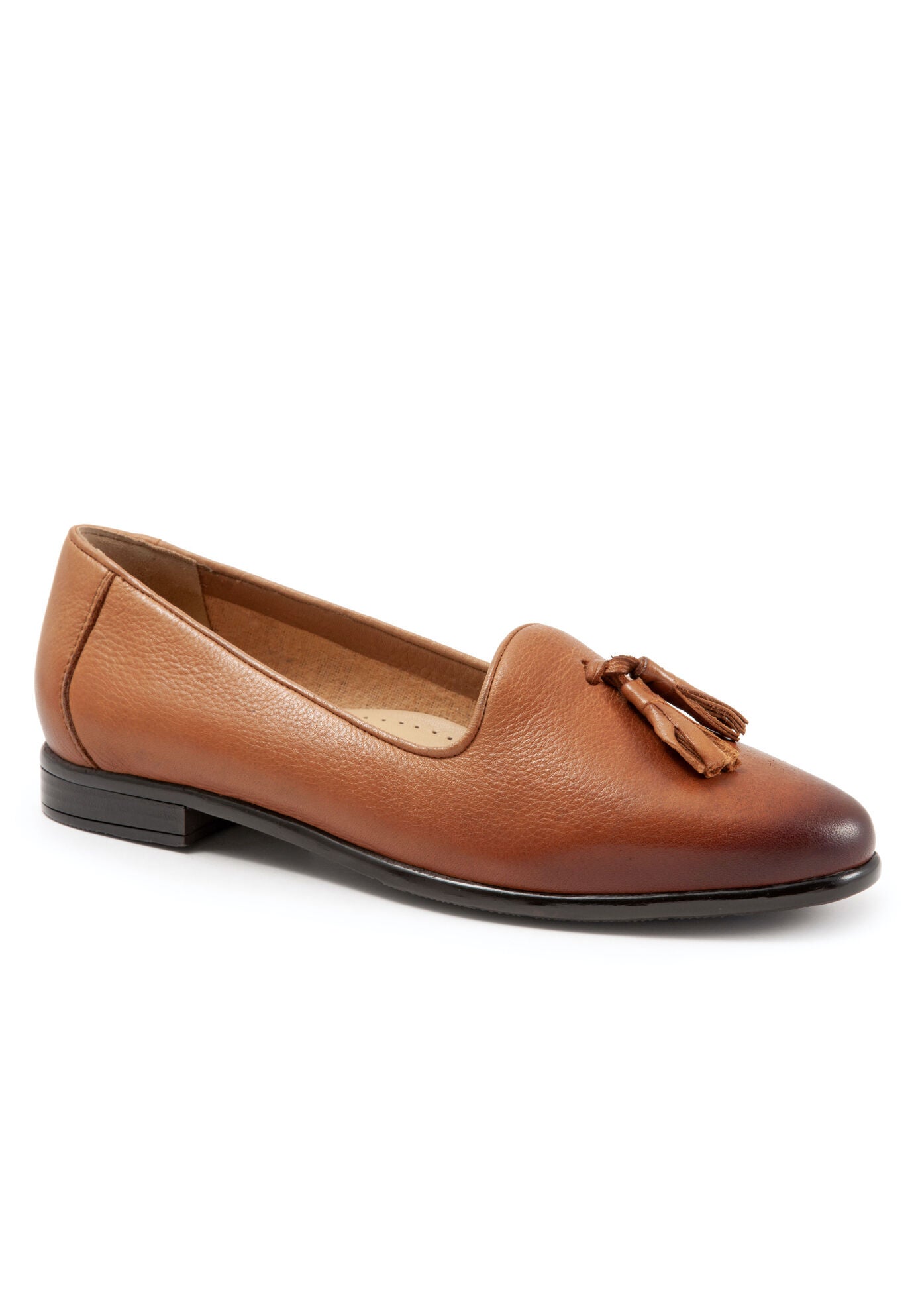 Wide Width Women's Liz Tassel Loafer by Trotters in Luggage (Size 9 W)