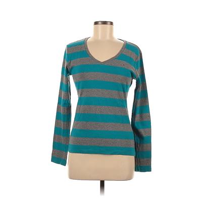 Tommy Hilfiger Sweatshirt: Blue Print Tops - Women's Size Medium