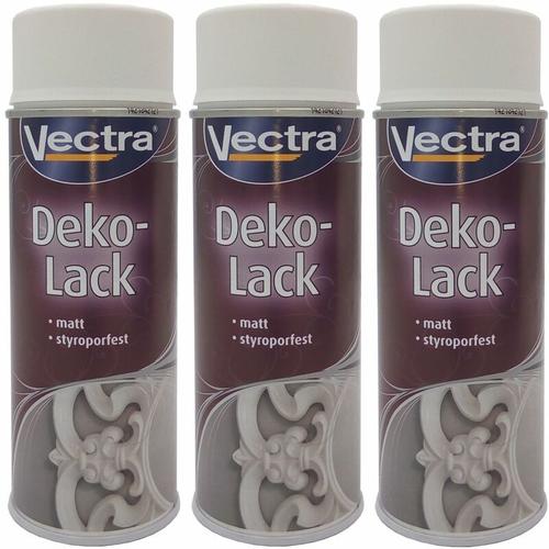 Vectra - 3x ® Dekolack weiß matt 400ml Lackspray Farbspray Sprühdose Spraydose