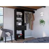 Latitude Run® Manchester 150 Closet System w/ Metal Rod, 5 Open Shelves, & 1 Drawer Manufactured Wood in Black | Wayfair