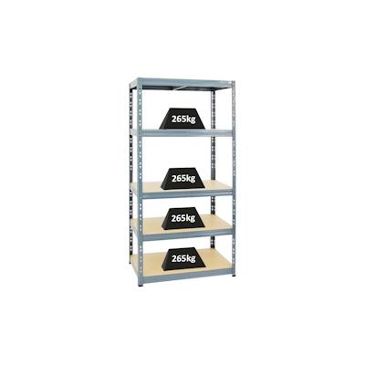 PROREGAL Schwerlastregal Tiger | HxBxT 180x90x60 cm | Fachlast 265kg | Grau | Stecksystem Lagerregal Regalsystem Image
