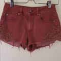 American Eagle Outfitters Shorts | American Eagle Stretch Hi-Rise Festival Shorts Sz 4 Euc Crocheted Lace | Color: Red | Size: 4