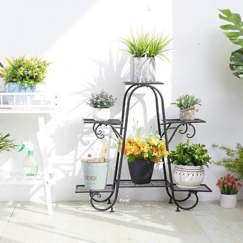 Blumentreppe Metall, Blumenständer mit 4 Ablagen Pflanzentreppe für Balkon Wohzimmer Garten,
