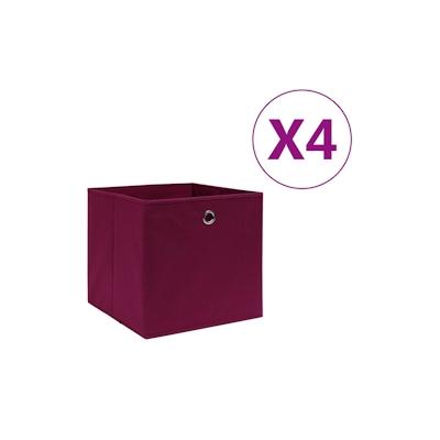 vidaXL Aufbewahrungsboxen 4 Stk. Vliesstoff 28x28x28 cm Dunkelrot Image
