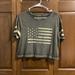 American Eagle Outfitters Tops | American Eagle Outfitters Vintage American Flag Short Sleeve Short | Color: Gray | Size: Xs