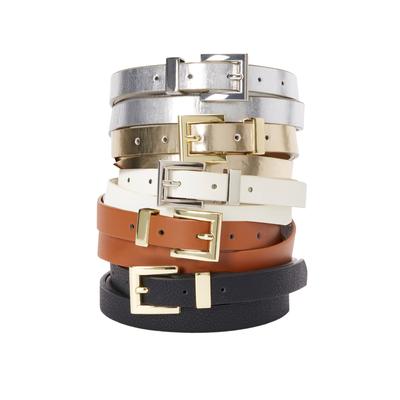 Women's Faux Leather Skinny Belt by Accessories For All in Saddle (Size 18/20)