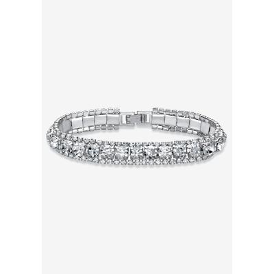 Women's Silver Tone Tennis Bracelet Simulated Birthstones and Crystal, 7" by PalmBeach Jewelry in April